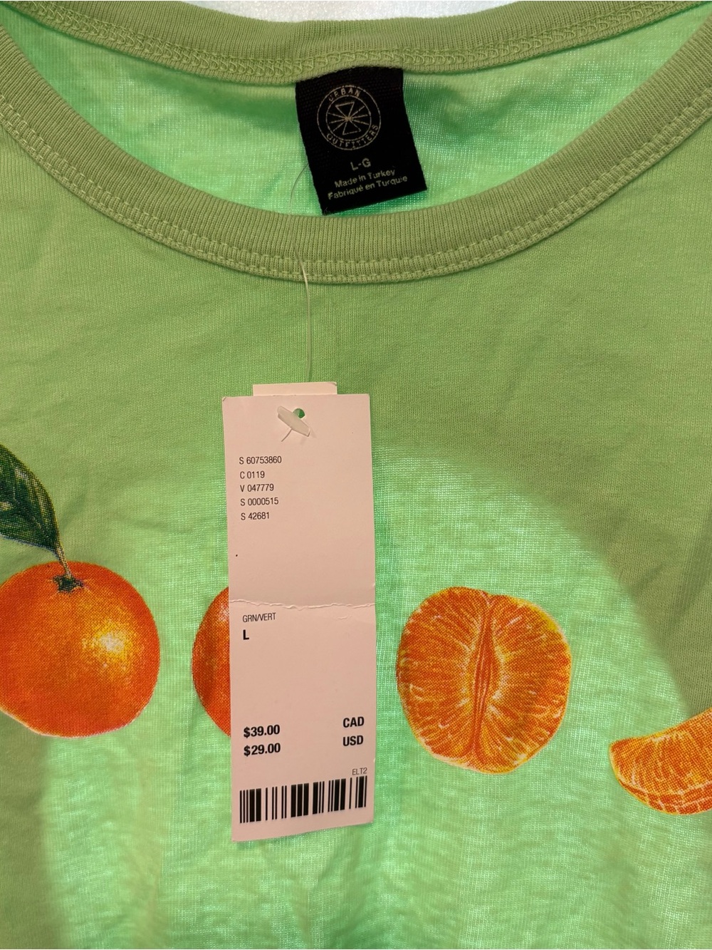 NWT Urban Outfitters Green Orange Fruit Open-Back Tank Top - Picture 4 of 5